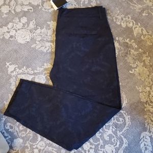 Navy Blue and Black Zara Brocade Trousers XL